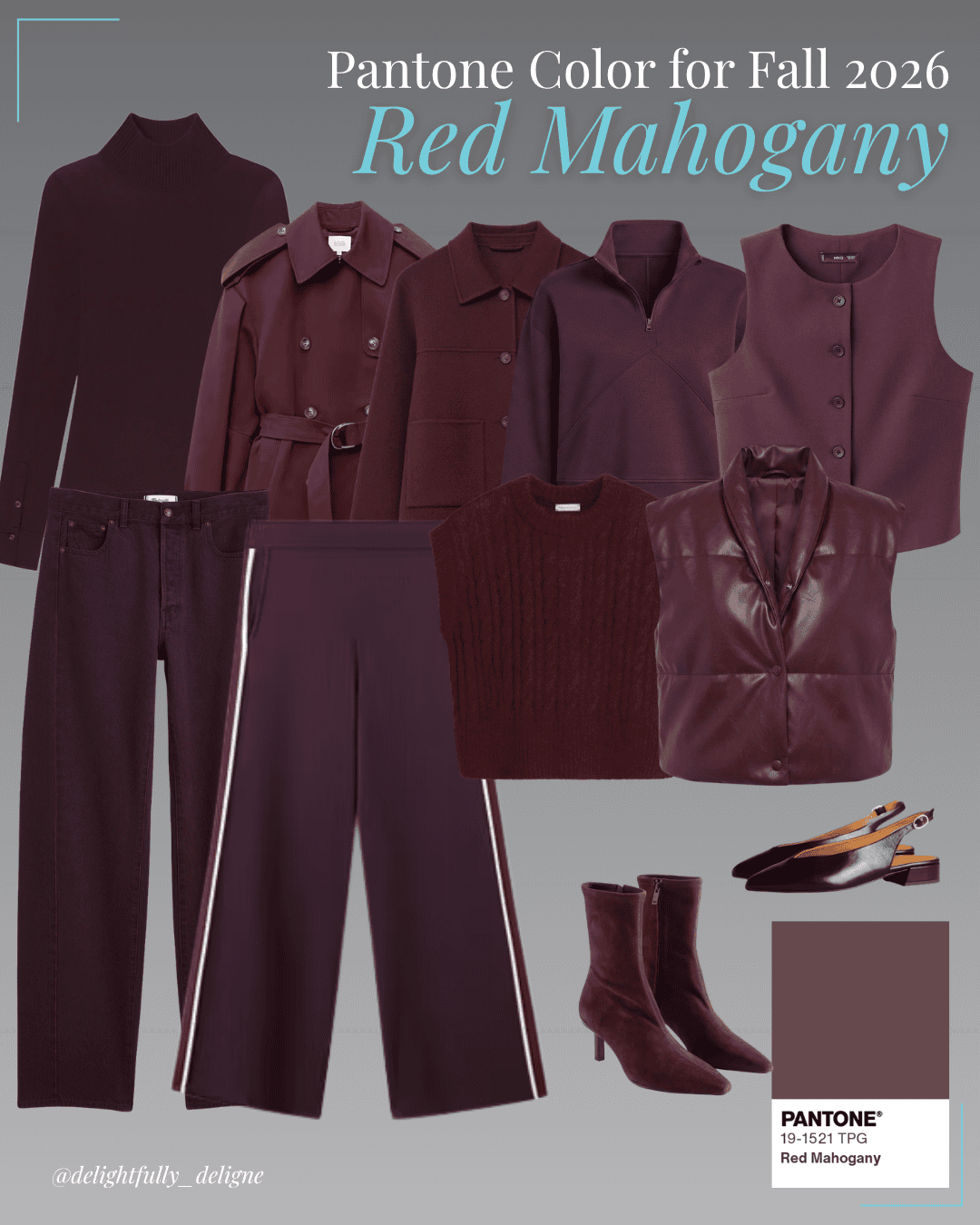 Pantone Fall/Winter 2026–2027 Items in Red Mahogany